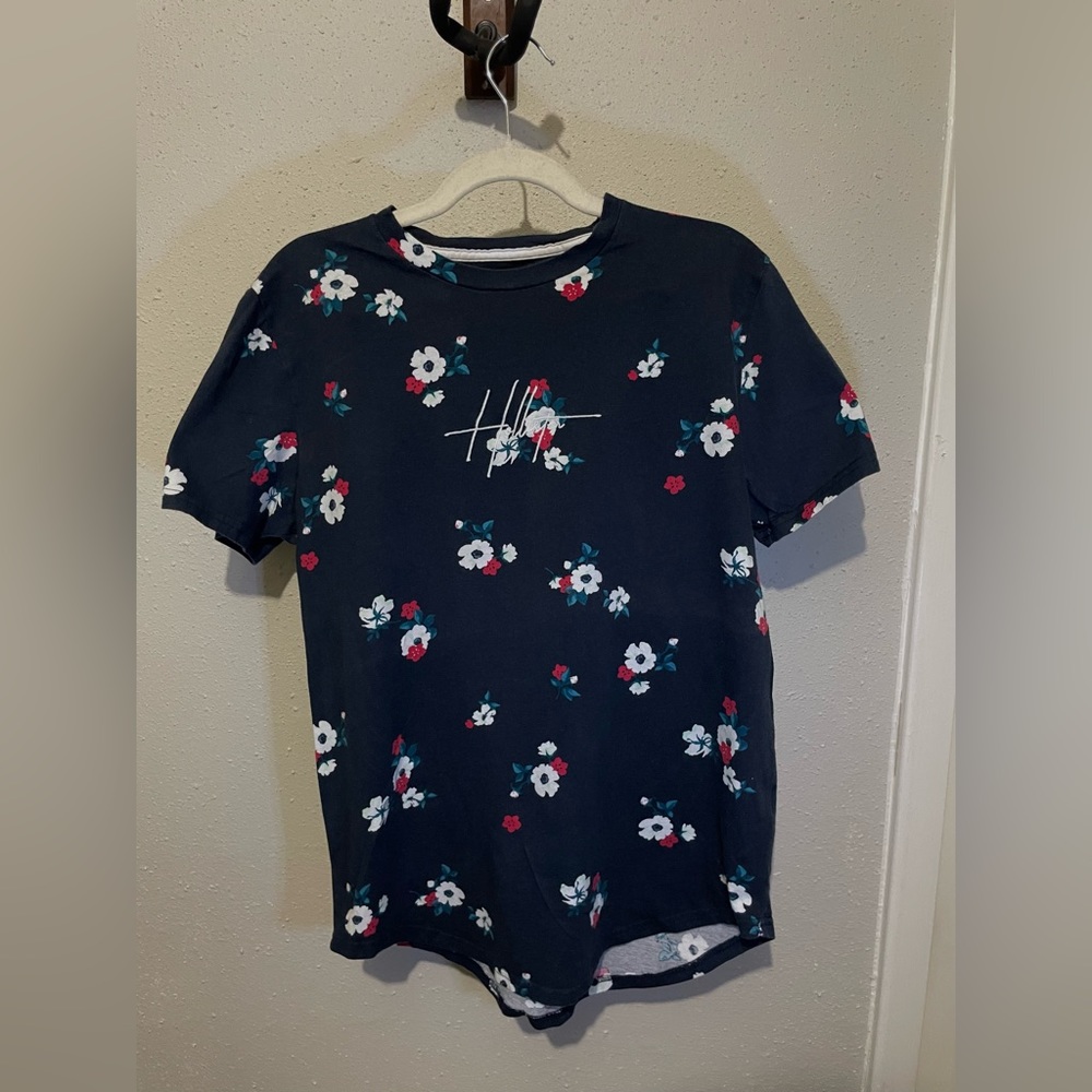 Hollister, Navy Floral Shirt